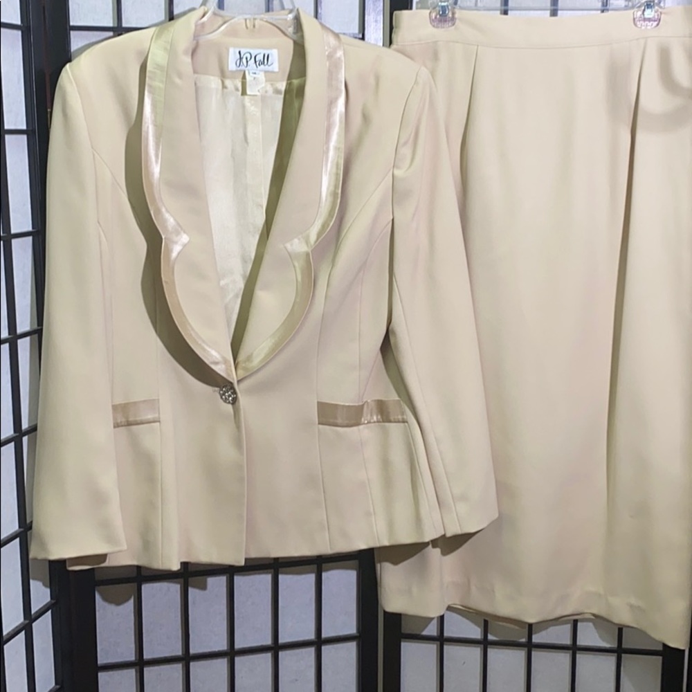 J. P. Fall skirt Suit Satin Trim Size 14